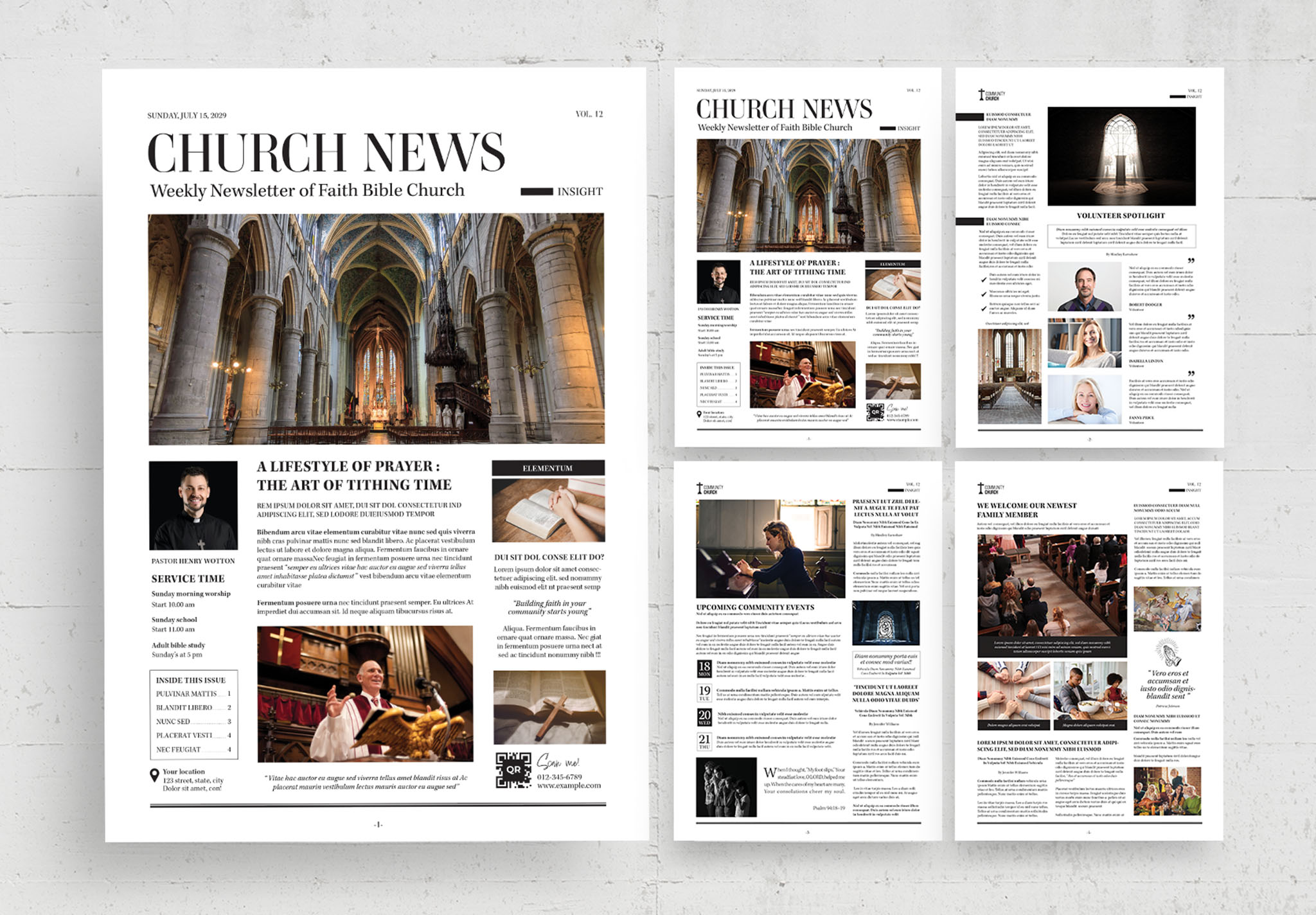 Church Newsletter Template in AI INDD EPS