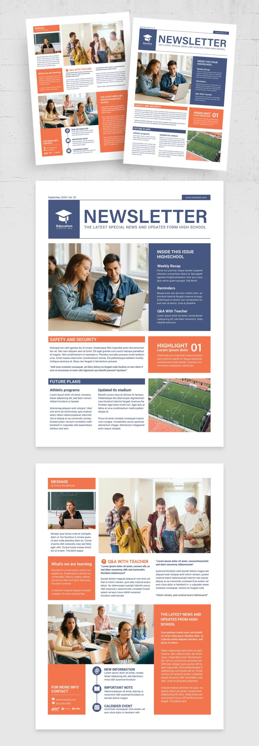 Education Newsletter Template in AI INDD EPS