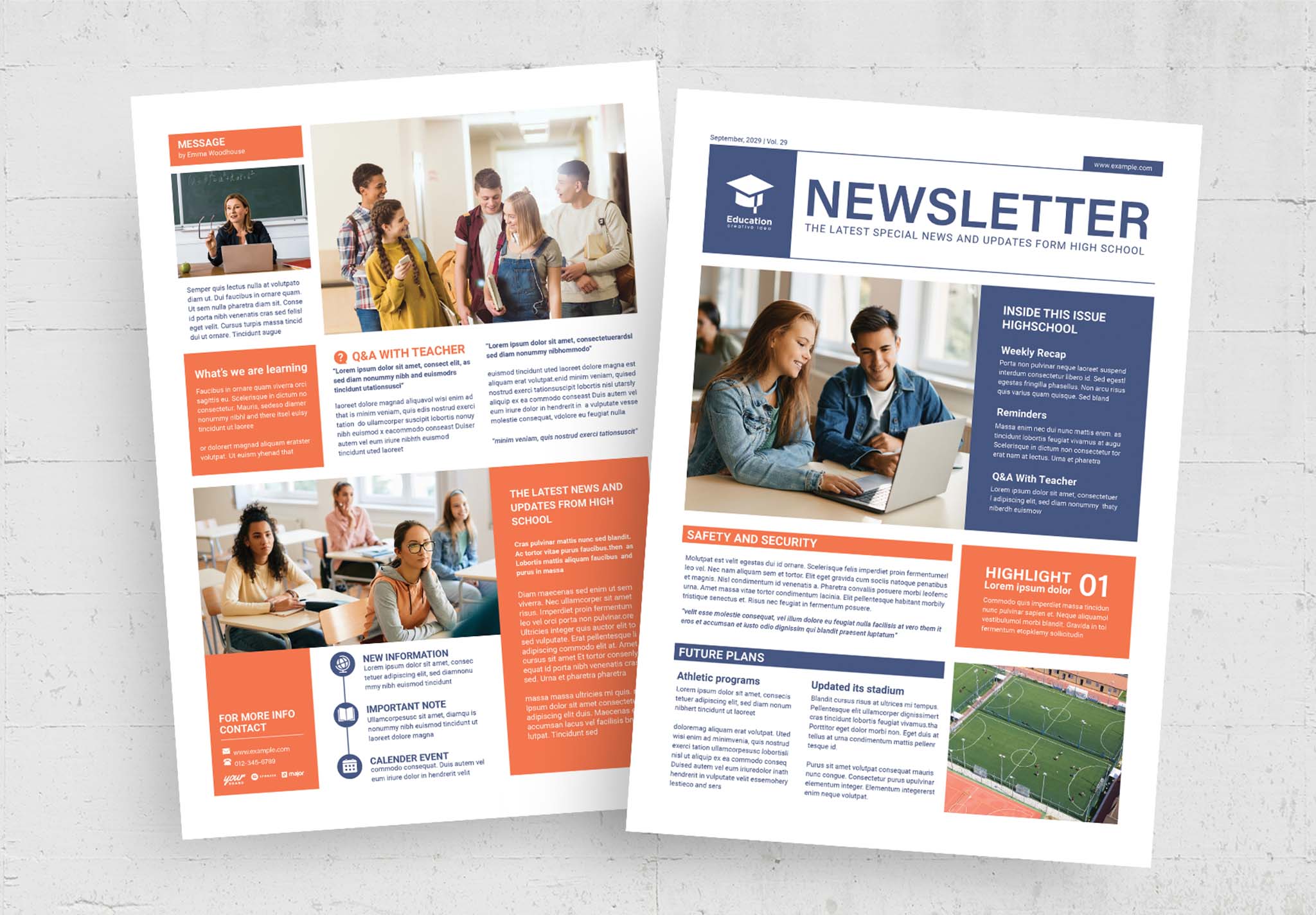 Education Newsletter Template in AI INDD EPS
