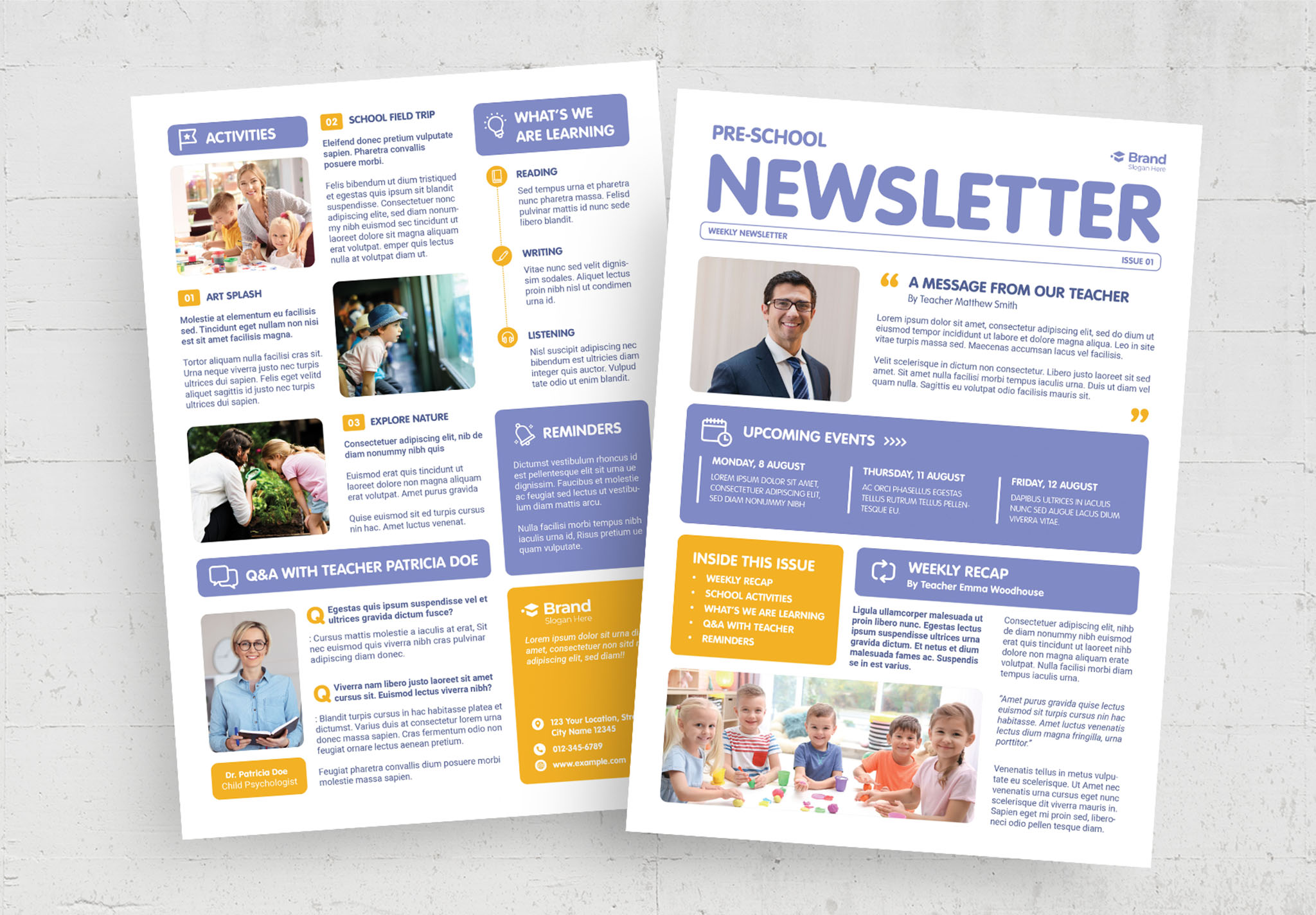 School Newsletter Template in AI INDD EPS